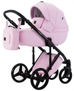Детская коляска Adamex Luciano Deluxe 3 в 1 Q110-С (РОЗОВ.ЗЕФИР 100% КОЖА-ЧЕРНАЯ РАМА) 243915371