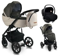 Детская коляска Bexa Ideal 3 в 1 с автокреслом Avionaut Cosmo ID 08 черный+бежевая кожа 1175315049