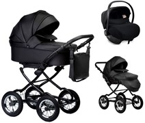 Детская коляска Indigo Barbara Eco Classic 3 в 1 с автокреслом Avionaut Cosmo Be03 черная кожа 1932547493