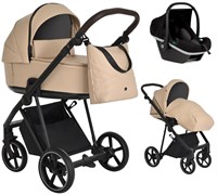 Детская коляска Roan Sol Кожа 3 в 1 с автокреслом Tutis Elo Black RSL/2021 Caramel/Black/руч.Тем.коричневый 335081342