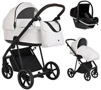 Детская коляска Roan Sol Кожа 3 в 1 с автокреслом Tutis Elo Black RSL/2024 White/Black/руч.Тем.коричневый 1027189203