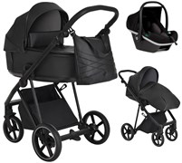 Детская коляска Roan Sol Кожа 3 в 1 с автокреслом Tutis Elo Black RSL/2027 Black /Black/руч.Черный 505790758