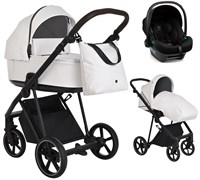 Детская коляска Roan Sol Кожа 3 в 1 с автокреслом Tutis Elo Lux Black RSL/2024 White/Black/руч.Тем.коричневый 1260063835