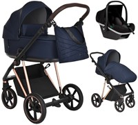 Детская коляска Roan Sol Luxury 3 в 1 с автокреслом Tutis Elo Black RSL/4047 Mystic Blue/Rose Gold 567201949