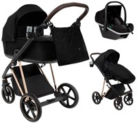 Детская коляска Roan Sol Luxury 3 в 1 с автокреслом Tutis Elo Black RSL/4050 Raven/Rose Gold 795888474