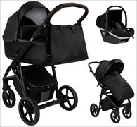 Детская коляска Roan Esso 2025 Кожа 3 в 1 с автокреслом Tutis Elo Black ESSK/210/1 Black /Black/руч.Тем.коричневый 835084634