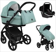 Детская коляска Roan Esso 2025 Кожа 3 в 1 с автокреслом Tutis Elo Black ESSK/214/1 Misti Mint/Grey/руч.Черный 1330604906