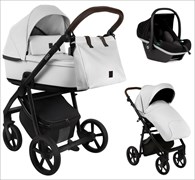 Детская коляска Roan Esso 2025 Кожа 3 в 1 с автокреслом Tutis Elo Black ESSK/215/1 White/Black/руч.Тем.коричневый 1988519794