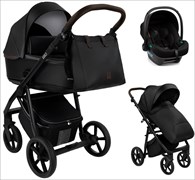 Детская коляска Roan Esso 2025 Кожа 3 в 1 с автокреслом Tutis Elo Lux Black ESSK/210/1 Black /Black/руч.Тем.коричневый 1328052455