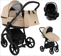 Детская коляска Roan Esso 2025 Кожа 3 в 1 с автокреслом Tutis Elo Lux Black ESSK/212/1 Caramel/Black/руч.Тем.коричневый 393596029