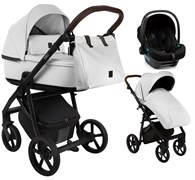 Детская коляска Roan Esso 2025 Кожа 3 в 1 с автокреслом Tutis Elo Lux Black ESSK/215/1 White/Black/руч.Тем.коричневый 1175465666