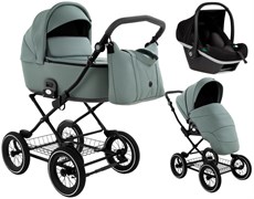 Детская коляска Roan Bass Next Classic Кожа d12 3 в 1 с автокреслом Elo Black RCL303/1 Misty Mint/Grey 864424911