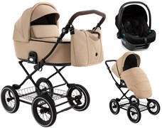 Детская коляска Roan Bass Next Classic Кожа d12 3 в 1 с автокреслом Elo Lux Black RCL302/1 Caramel 601173009