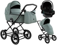 Детская коляска Roan Bass Next Classic Кожа d12 3 в 1 с автокреслом Elo Lux Black RCL303/1 Misty Mint/Grey 1285064979