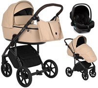 Детская коляска Roan Bass Next Кожа 3 в 1 с автокреслом Tutis Elo Lux Black RN082/1 Caramel 27922603
