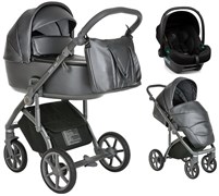 Детская коляска Roan Bass Next Кожа 3 в 1 с автокреслом Tutis Elo Lux Black RN083/1 Graphite Pearl 237986974