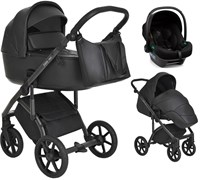 Детская коляска Roan Bass Next Кожа 3 в 1 с автокреслом Tutis Elo Lux Black RN088/1 Black/Black 40797928
