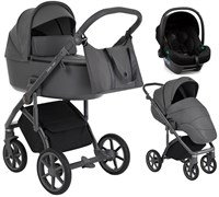Детская коляска Roan Bass Next 3 в 1 с автокреслом Tutis Elo Lux Black RN223/1 Steel Grey/Grey/ руч.Серый 408161126