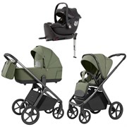 Коляска Carrello Vector 2025 CRL-6551 Ammonite AY329 Pro Absolute Black с базой Isofix 3 в 1 Field Green 178273032
