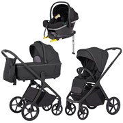 Коляска Carrello Vector CRL-6550 Nova DK791 Grey Line с базой Isofix 3 в 1 Magnet Black 54492105