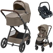 Коляска детская Maxi-Cosi Oxford Plus 3 в 1 с автокреслом CabrioFix Essential graphite 1978470110 Twillic Truffle/Трюфель 1663056541