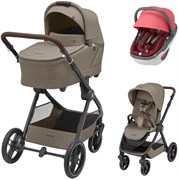 Коляска детская Maxi-Cosi Oxford Plus 3 в 1 с автокреслом Coral 360 Essential Red 1978470110 Twillic Truffle/Трюфель 1963845506