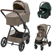 Коляска детская Maxi-Cosi Oxford Plus 3 в 1 с автокреслом Pebble 360 Pro Twillic Green 1978470110 Twillic Truffle/Трюфель 1825543936
