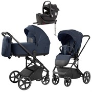 Коляска Carrello Alfa CRL-6522 2025 Ammonite AY329 Pro Absolute Black с базой Isofix 3 в 1 Denim Blue 407561848