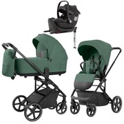 Коляска Carrello Alfa CRL-6522 2025 Ammonite AY329 Pro Absolute Black с базой Isofix 3 в 1 Meadow Green 1347946859