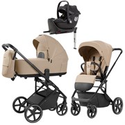 Коляска Carrello Alfa CRL-6522 2025 Ammonite AY329 Pro Absolute Black с базой Isofix 3 в 1 Natural Beige 1563380442