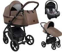 Детская коляска Roan Esso 2025 Кожа 3 в 1 с автокреслом Tutis Elo Lux EduSky Grey ESSK/211/1 Camel/Black/руч.Тем.коричневый 1021390741