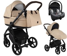 Детская коляска Roan Esso 2025 Кожа 3 в 1 с автокреслом Tutis Elo Lux EduSky Grey ESSK/212/1 Caramel/Black/руч.Тем.коричневый 25093099