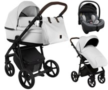 Детская коляска Roan Esso 2025 Кожа 3 в 1 с автокреслом Tutis Elo Lux EduSky Grey ESSK/215/1 White/Black/руч.Тем.коричневый 123627999