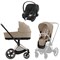 Коляска 3 в 1 Cybex Priam IV Rosegold complete и автокресло Aton B2 i-Size Volcano Black Cozy Beige 1242659493 - фото 46390