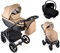 Детская коляска Bexa Ideal Eco 3 в 1 с автокреслом Avionaut Cosmo IE03 черный+т.бежевая кожа 1328370031 - фото 53873