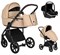 Детская коляска Roan Bass Next Кожа 3 в 1 с автокреслом Tutis Elo Black RN082/1 Caramel 1775341884 - фото 78541