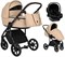 Детская коляска Roan Bass Next Кожа 3 в 1 с автокреслом Tutis Elo Lux Black RN082/1 Caramel 27922603 - фото 86410