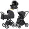 Коляска Carrello Vector CRL-6550 Nova DK791 Grey Line с базой Isofix 3 в 1 Magnet Black 54492105 - фото 87243